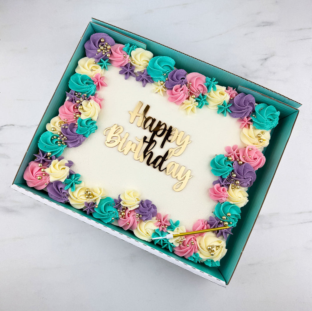 Fancy Buttercream Swirls Birthday Cake