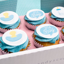 Load image into Gallery viewer, Vegan Baby Boy - Baby Shower Cupcakes