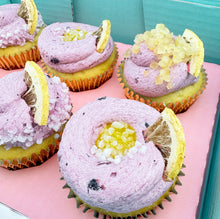 Load image into Gallery viewer, Lemon &amp; Blueberry Cupcakes (Flavour of the Month)