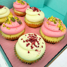 Load image into Gallery viewer, Raspberry &amp; Pistachio Cupcakes (Flavour of the Month)