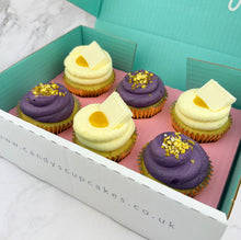 Load image into Gallery viewer, White Chocolate &amp; Passion Fruit Cupcakes (Flavour of the Month)